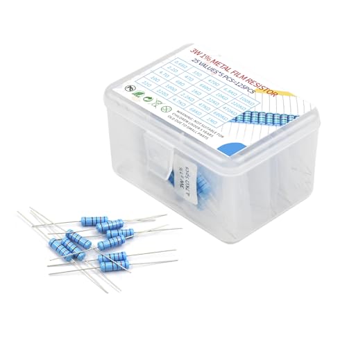 3W 125pcs 25 Value 0.68R-1MΩ ±1% Tolerance Metal Film Resistor Kit