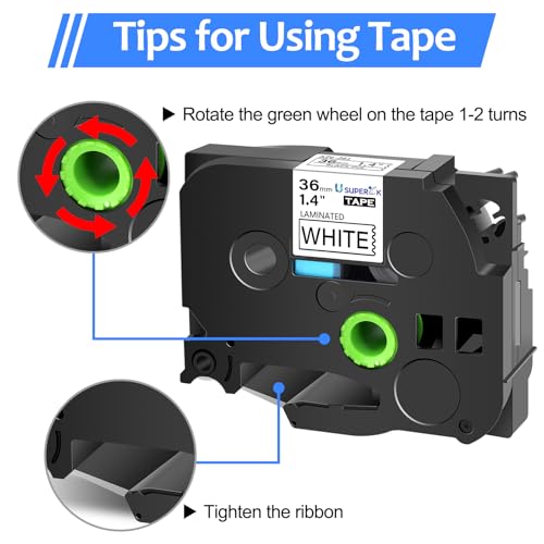 USUPERINK 10 Pack TZe-261 36mm 1.4 Laminated White Tape Compatible with Brother P Touch Label Tape 1-1/2 inch TZe TZ-261 TZe261 Black on White TZe TZ Label for PT-D600 PT-D610BT PT-P700 PT-P710BT - size: 1-1/2'' (36mm)