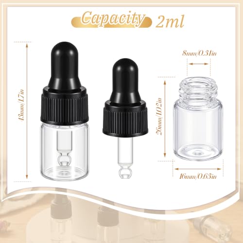 Didaey 100 Pcs Mini Glass Oil Dropper Bottle, 2 ml, Clear - color: Clear, size: 2 ml