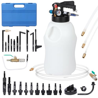 10L Pneumatic Transmission Fluid Pump Kit with 26PCS ATF Adapters, Automatic Oil Extractor & Dispenser Transmission Fluid Transfer Pump Set, Transmission Fill Adapters for ATF Filling System - size: 10L(2.64 Gallons)+26PCS