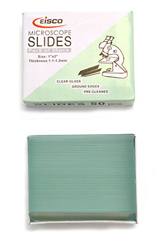 Eisco Labs Microscope Glass Slide - Plain - Pack of 50, Size 75 x 25 mm Thickness 1.1-1.2
