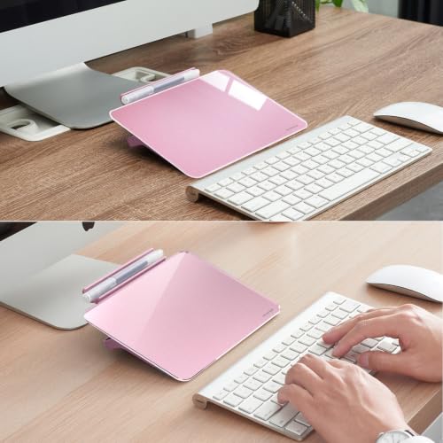 TSJ OFFICE Small Desktop Whiteboard - Glass Dry Erase Board 8 X 6 Inches Tabletop Easel Whiteboard with Stand, Desk Board Buddy for Artist, Teacher and Student - Pink ＆ Gold - color: 8 X 6 Inches - Pink ＆ Gold