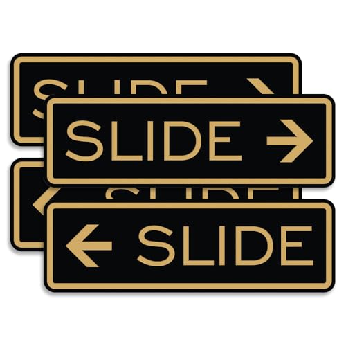 Classic Slide Door Sign - Black/Gold - Small (2 Sets - 4 Signs) - color: Black / Gold, size: 4" x 1.25" - Small (2 Pack)