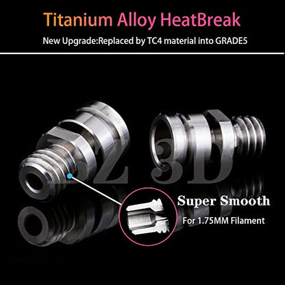 Ender 3 All Metal Hotend Upgrade Kit,Titanium Alloy Heatbreak,MK8 Hardened Steel Nozzle 0.4mm for Ender 3/V2 /Pro/Max/Ender 5 /Pro/Plus/CR-10 /CR-10S/CR-10 S4/S5 - style: Hardened Steel Nozzle Kit