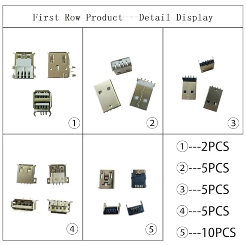 82PCS USB Sockets Assortment Kit, Male Female Plug Solder Connector