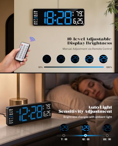 Digital Clock Large Display, 13" Large Wall Clock for Classroom - color: Blue, size: 13 Inch