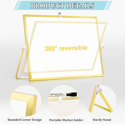 Double-Sided Magnetic White Board with Stand, 16" x 12" (Gold) - color: Gold, size: 16"W x 12"H