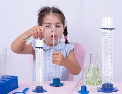 2Pcs 250ml Graduated Cylinder, Thick Glass Measuring Cylinder, with Anti-Falling Plastic Base and Bumper Guards, for Science Laboratory Measuring Liquid, Bring 2 Brushes and droppers - size: 250ml