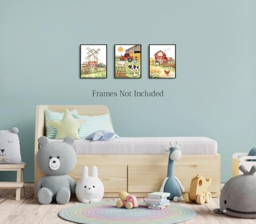 Farm Animal Nursery Prints Decor,Nursery Kids Farmhouse Unframed Poster - color: Farm Animal Nursery Prints