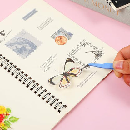 2 Pcs Sticker Tweezers, Craft Tweezers Scrapbooking Tools Precision Tweezer Blue Cute Crafting Tweezer for Stickers Lashes Electronics Scrapbooking (Blue) - color: Blue