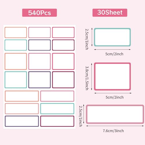 540Pcs Removable Labels, Colored Labels Stickers - color: Pastel