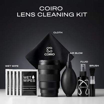 С Coiro Camera Lens Cleaning Kit – Camera Air Blower, Lens Cleaner Spray 100ml, Soft Brush, Wet Wipes & Cloth – DSLR Mirrorless Camera Cleaner - size: 5 IN 1