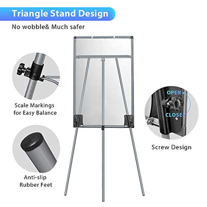 Maxtek Easel Whiteboard 36 x 24, Stand Tripod with Height Adjustable, Gray - style: 36x24 Gray