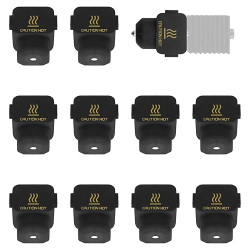 10Pcs Silicone Sock for Bambu Lab A1/A1 Mini, Hotend Heater Block Silicone Cover Nozzle 3D Printer Print Head Boot High Temperature Enclosure Black Accessories Parts Protecting Extruder Sleeve