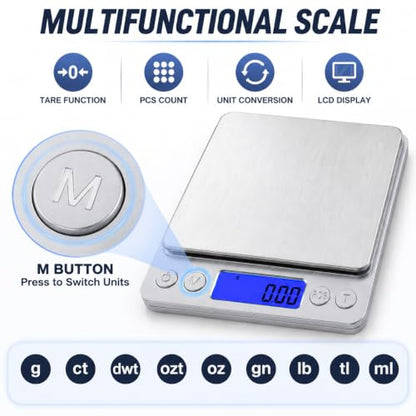 1kg/0.01g High Accuracy Digital Gram Scale Coin Scale to Weigh Coins - color: Silver