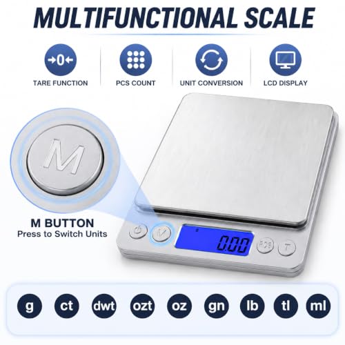 1kg/0.01g High Accuracy Digital Gram Scale Coin Scale to Weigh Coins - color: Silver