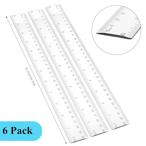 Zonon 6 Pcs Plastic Ruler 12 Inch, Clear Flexible Straight Rulers - color: Clear, size: 12 Inch