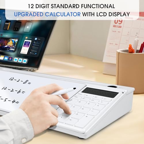 Varhomax Glass Desk Whiteboard with Calculator - color: Calculator-white