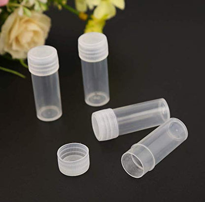 50 Pcs Plastic Sample Bottles Mini Clear Storage Case with Lid, 5ML Small Bottle Vial Storage