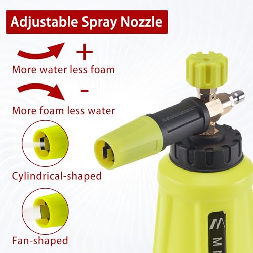 M MINGLE High Pressure Washer Gun Snow Foam Lance, 4000 PSI, 1 Liter - color: yellow