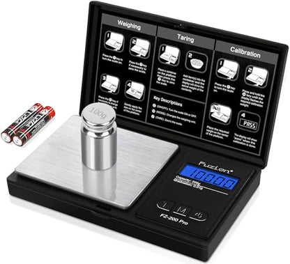 Fuzion Digital Pocket Gram Scale 0.01g x 200g, with 100g Calibration Weight - color: Black