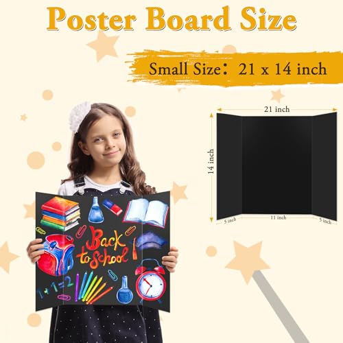 AKONEGE 3PCS Black Trifold Poster Board 21"x14" for Display & Presentation - color: Black, size: Small-21 X 14 inches