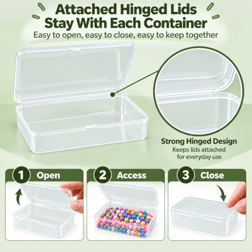 Guyuyii Small Clear Containers with Lids, 24 Pack Mixed-Size Boxes