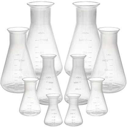 Covzoe 10 Pack Plastic Erlenmeyer Flask, Semi-Transparent