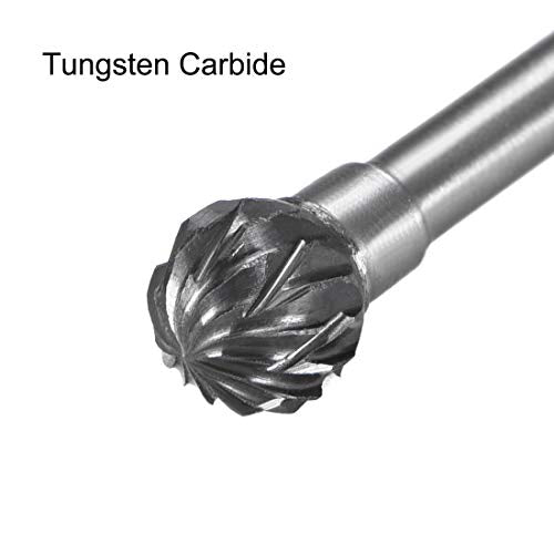 uxcell 3pcs Tungsten Carbide Rotary Files 1/8" Shank, Double Cut, 6mm Dia