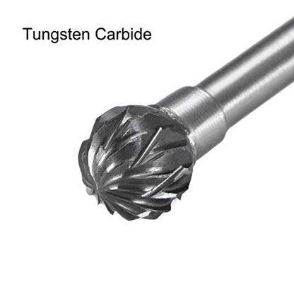 uxcell 3pcs Tungsten Carbide Rotary Files 1/8" Shank, Double Cut, 6mm Dia