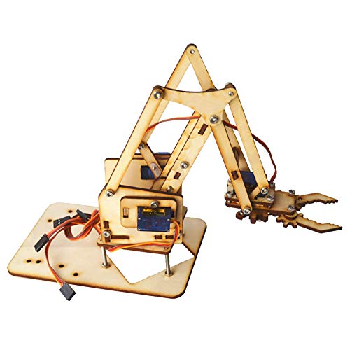 143 4 DOF Robot Arm Robotic Arm Kit Robot Arm Wood Robotic Mechanical Arm SG90 Servo for SNAM1500, for Students, DIY Enthusiasts