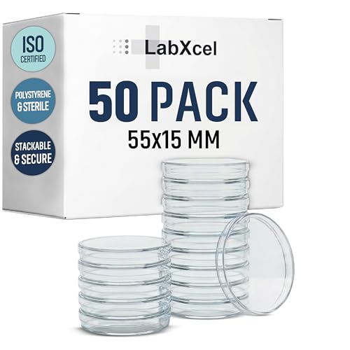50 Pack Small Petri Dishes with Lids 55x15 mm Clear Plastic Dishes Vented Transparent Polystyrene Sample Containers for Classroom Educational Activities and General Laboratory Use