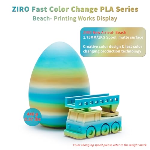 ZIRO Fast Gradient PLA, Matte Multi Colors 3D Printer Filament 1kg, Beach - color: Beach(matte)