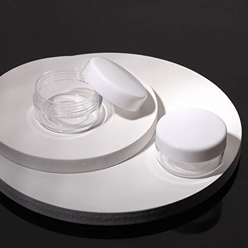 100 Count Mini Makeup Sample Containers with Lids 10g Plastic Cosmetic Containers Refillable Traveling Jars for Skin Care Products - White - color: White, size: 10g (100 Count)