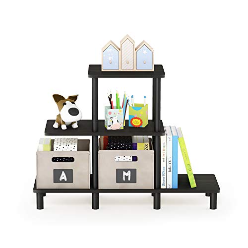 FURINNO Turn-N-Tube 3-Tier Design Display Rack, Espresso/Black - color: Espresso/Black, style: 3-Tiers, Ladder