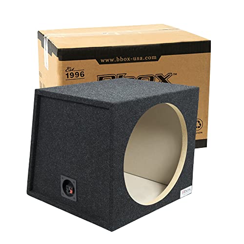 Bbox Single Sealed 15 Inch Subwoofer Enclosure - Car Subwoofer Boxes & Enclosures - Premium Subwoofer Box Improves Audio Quality, Sound & Bass - Red & Black Spring Terminals - Charcoal - size: 15 inch, style: SEALED