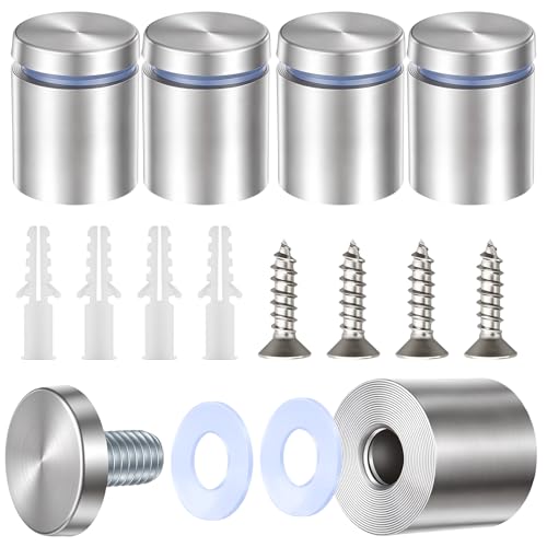 4 Pcs Sign Standoff Screws (1 x 1-3/16 Inch), Stainless Steel Advertising Screws Stand Off Wall Mounts Glass Acrylic Nail for Hanging Acrylic Picture Frame Advertising Boards