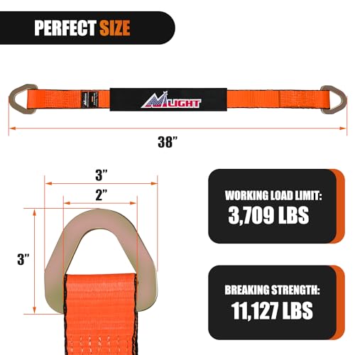 Nilight 4PCS 2"x 38" Axle Tie Down Straps with Protective Sleeve D-Ring - color: 2in x 38in Axle Tie Down Straps 4Pcs Orange