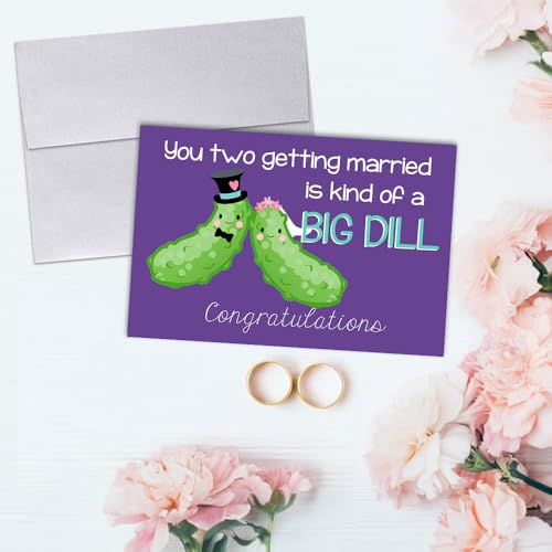 Amanda Creation Big Dill Card, 4x6 Blank Inside with Silver Envelope, Funny Wedding Card for Bride and Groom, Pickle Wedding Congratulations - style: Pickle