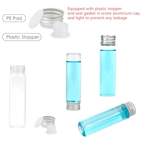 12PCS 20ml Clear Glass Small Vials w/ Aluminum Screw Caps& Plastic Stoppers - color: Clear, size: 20ml