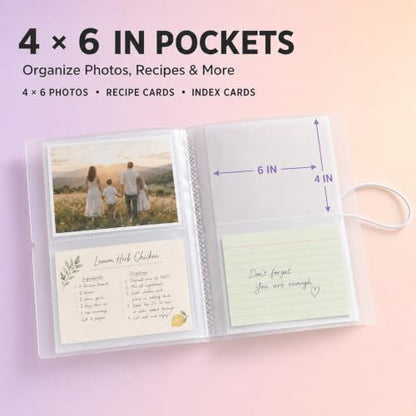 4x6 Index Card Holder Organizer and Photo Storage Album - size: 4x6