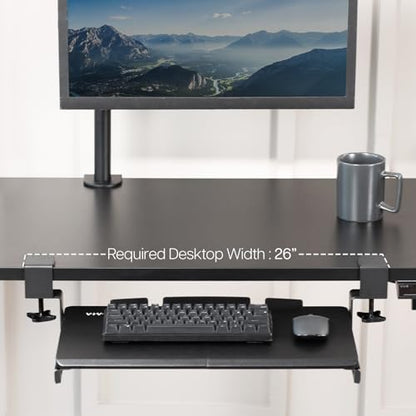 VIVO Black Clamp-on 20 x 11 in Keyboard Tray, MOUNT-KB05ES - color: Black, size: 20 inch