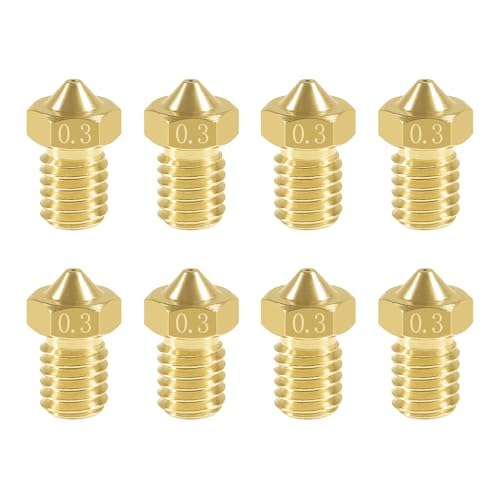 Aokin 8 Pcs 0.3mm Extruder Nozzles 3D Printer Brass Nozzles for E3D V5 V6 1.75mm Filament 3D Printer - color: 0.3mm