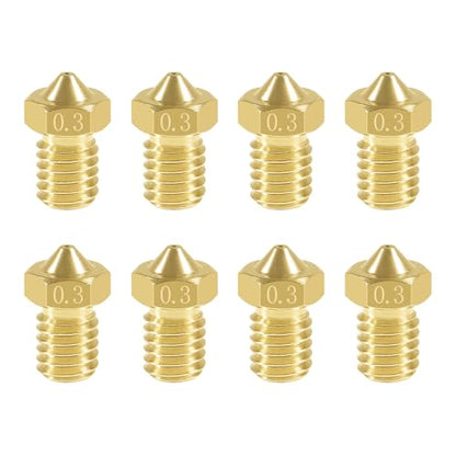 Aokin 8 Pcs 0.3mm Extruder Nozzles 3D Printer Brass Nozzles for E3D V5 V6 1.75mm Filament 3D Printer - color: 0.3mm