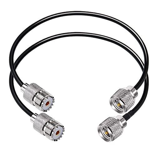 TUOLNK Mini UHF Male to UHF Female Extension Cable Mini Male Plug to SO239 PL259 Female Jack Coax Jumper Cable RG58 for CB Radio Antennas 12inch(30cm) 2Pcs - size: 0.98ft-2pcs