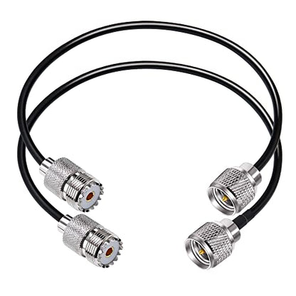 TUOLNK Mini UHF Male to UHF Female Extension Cable Mini Male Plug to SO239 PL259 Female Jack Coax Jumper Cable RG58 for CB Radio Antennas 12inch(30cm) 2Pcs - size: 0.98ft-2pcs