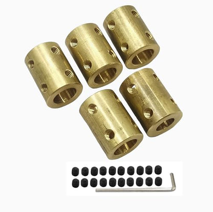 5pcs 8mm to 10mm Bore Rigid Coupling Set Screws,Brass Motor Shaft Coupling Coupler Connector with Screws and Wrench for 3D Printer DIY Encoder Car Model Shaft RC Robot - size: 8mm to 10mm