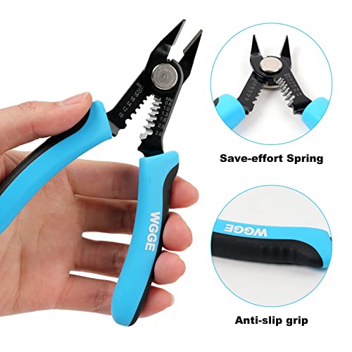 WGGE Precision Flush Wire Cutter and Stripper, 10-20 AWG, 6-Inch