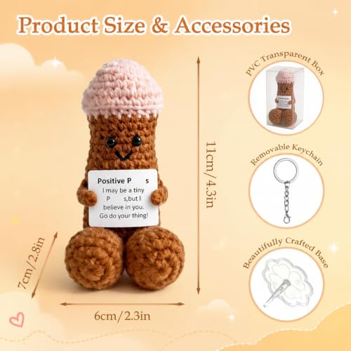 Emotional Support Crochet Doll, Positive Handmade Desktop Ornament - color: Brown Apen