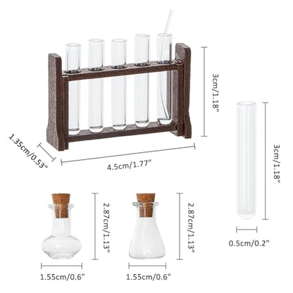Mini Glass Test Tube Set with Wooden Rack - color: Coconut Brown